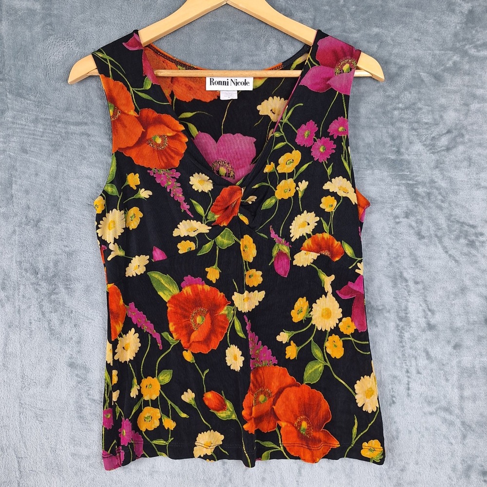 Vintage Womens Top Medium Babydoll Y2K Romantic Floral Twist Front Whimsigoth